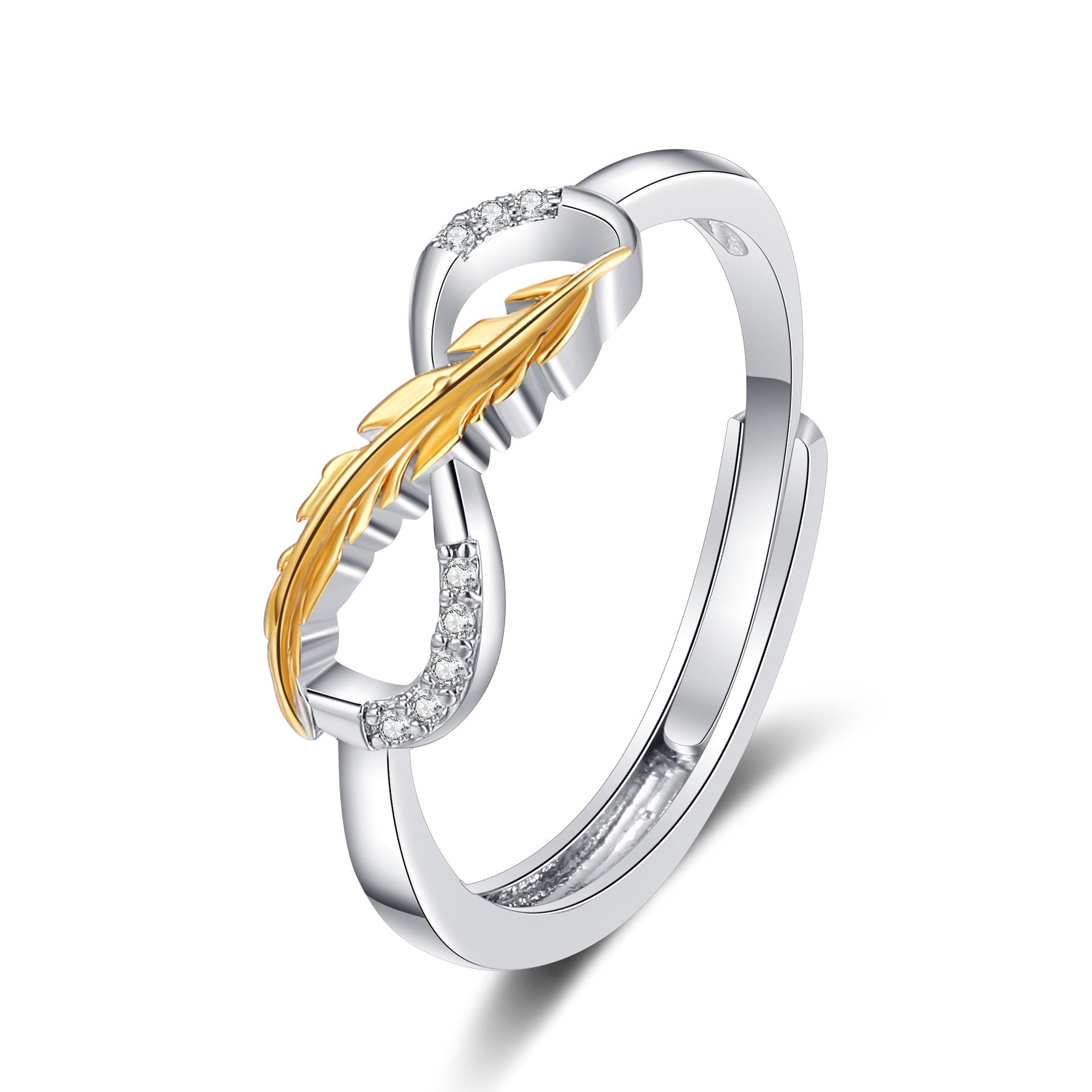 InfinityFeather™ Gold Feather and Stone Infinity Ring - Chicandbling
